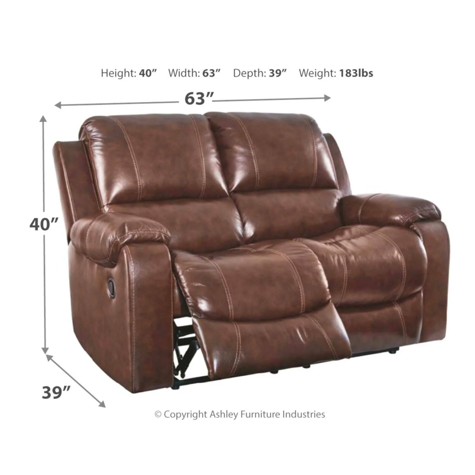 Rackingburg Leather Dual Sided Power Reclining Loveseat - Dark Brown - Gallery Image 4