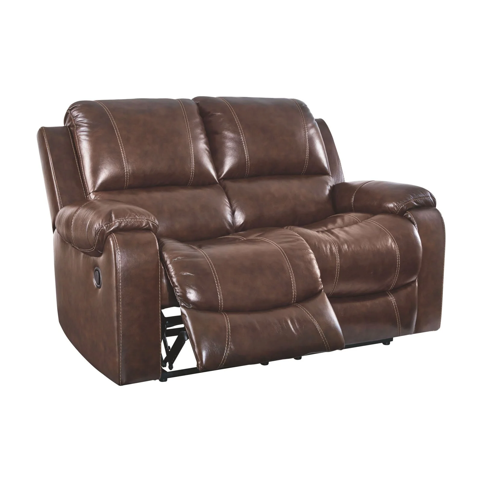 Rackingburg Leather Dual Sided Power Reclining Loveseat - Dark Brown - Gallery Image 1