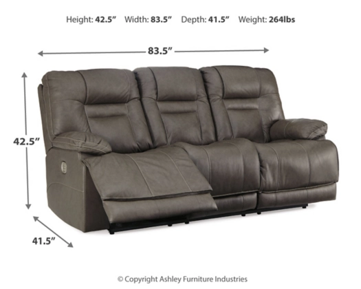 Wurstrow Power Reclining Sofa with Adjustable Headrest - Smoke - Gallery Image 4