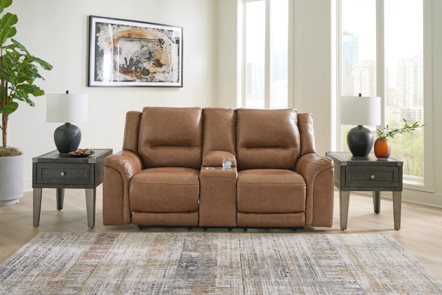 Trasimeno Power Reclining Loveseat with Console - Caramel - Gallery Image 2