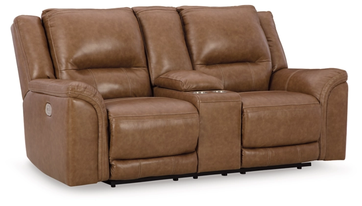 Trasimeno Power Reclining Loveseat with Console - Caramel - Gallery Image 1