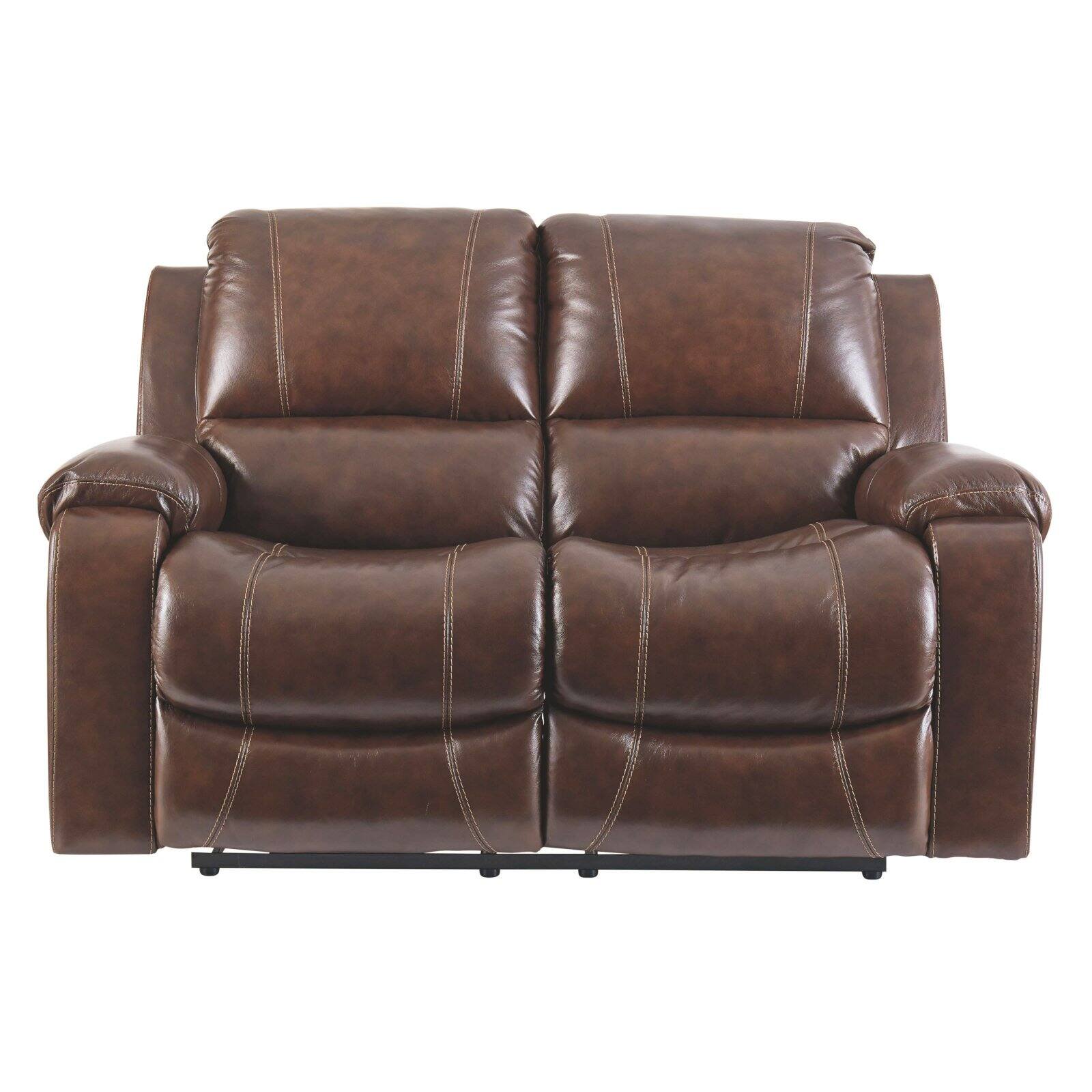Rackingburg Leather Dual Sided Power Reclining Loveseat - Dark Brown - Gallery Image 3