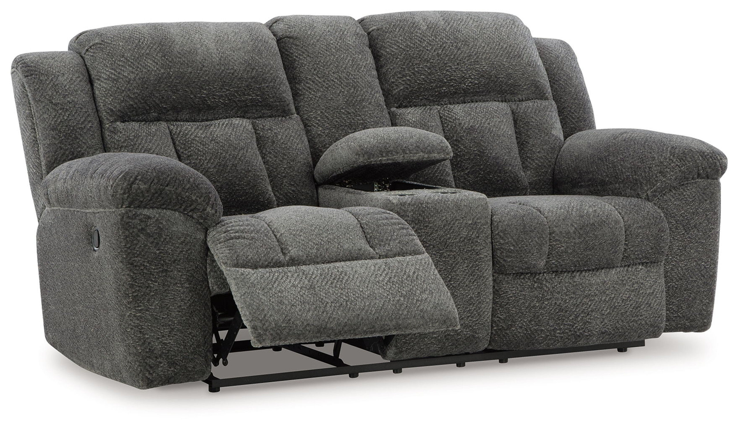 Frohn Reclining Loveseat with Console - Graphite - Gallery Image 1